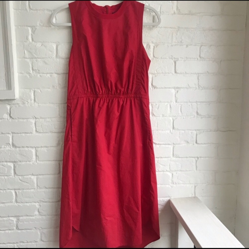 Madewell Red Midi Dress with Pockets - Picture 3 of 5
